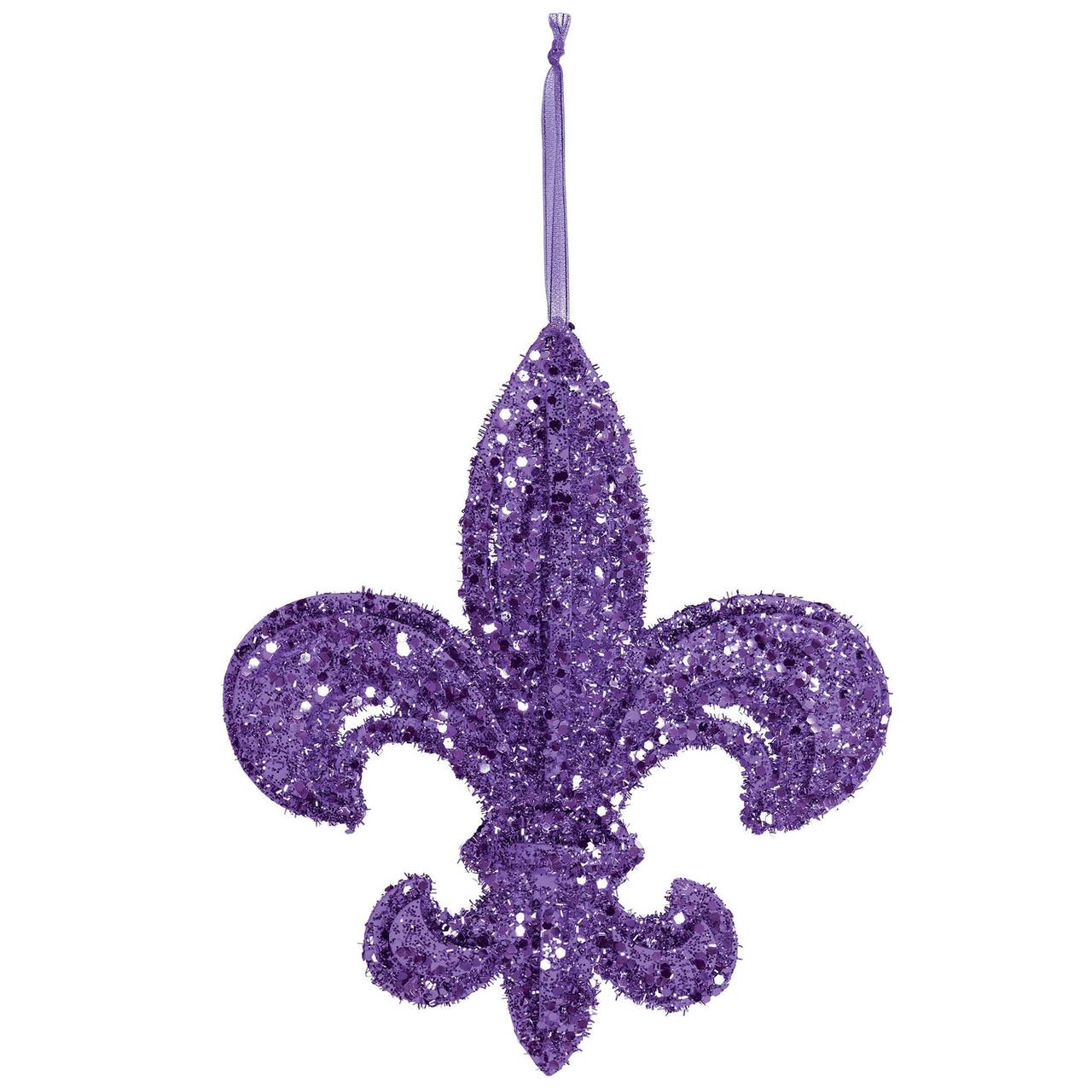14&#x27;&#x27; Purple Fleur de Lis Hanging Decoration